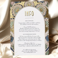 INFO-Karte Navyblau Gold Vintage Art Nouveau