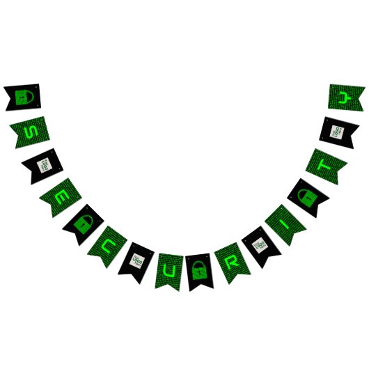 Info-Sicherheit - Computercode und digitale Schlos Wimpelkette (Alle)