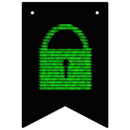 Info-Sicherheit - Computercode und digitale Schlos Wimpelkette (Erste Fahne)