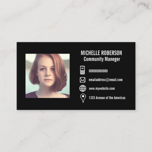 Info-Symbole QR-Code-Logo oder -Bild-Visitenkarte Visitenkarte (Vorderseite)