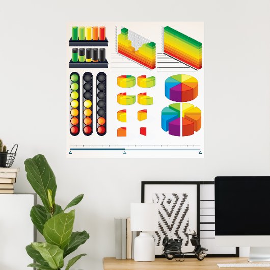 Infografik-Elemente und Datenvisualisierung Poster (Heimbüro)