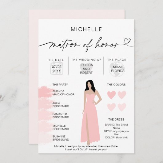 Infografik zum Thema Ehre Rosa Palette Einladung (Vorne/Hinten)