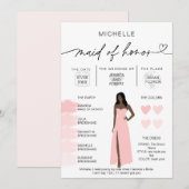 Infografiken zur Trauzeugin Rosa Farbpalette Einladung (Vorne/Hinten)