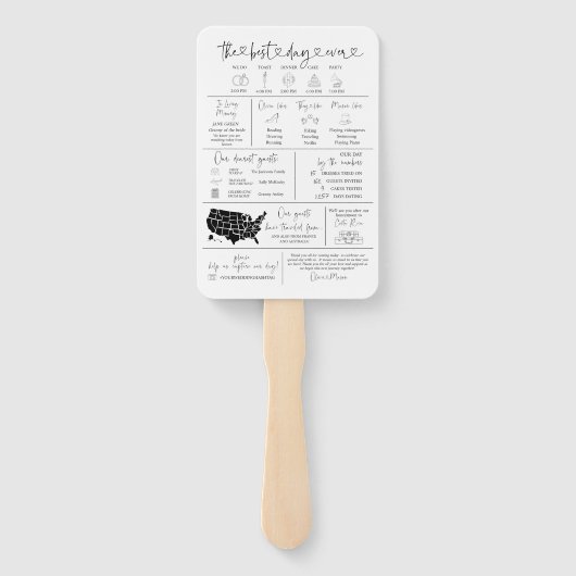Infographic Wedding Program Hand Fan Fächer (Rückseite)