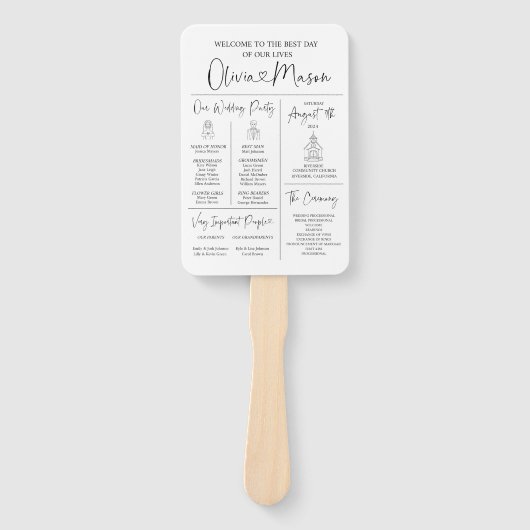 Infographic Wedding Program Hand Fan Fächer (Vorderseite)