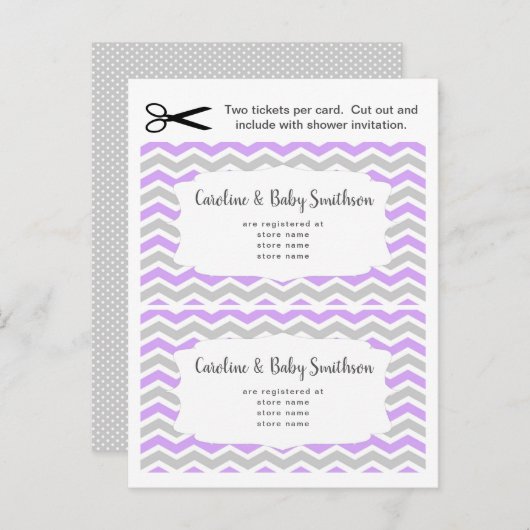 Infokarten für Babydusche, Lavendel lila Einladungspostkarte (Vorne/Hinten)