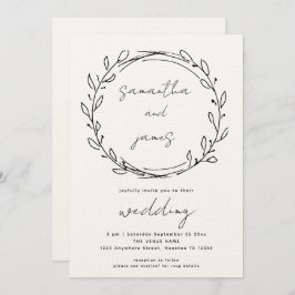 Informal Laurel Leaf Line Art QR Code Hochzeit Einladung