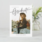 Informal Script Graduation Announcement Card  Einladung (Stehend Vorderseite)