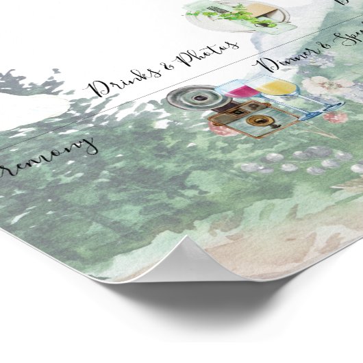 Informal Wedding Schedule Welcome Sign Poster (Ecke)