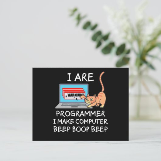 Informatik IT Computerkatze Funny Sprichwort Gesch Postkarte (Stehend Vorderseite)