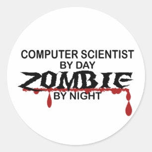Informatiker-Zombie Runder Aufkleber