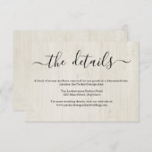 Information / Details Umschließungskarte - rustika Begleitkarte (Vorne/Hinten)