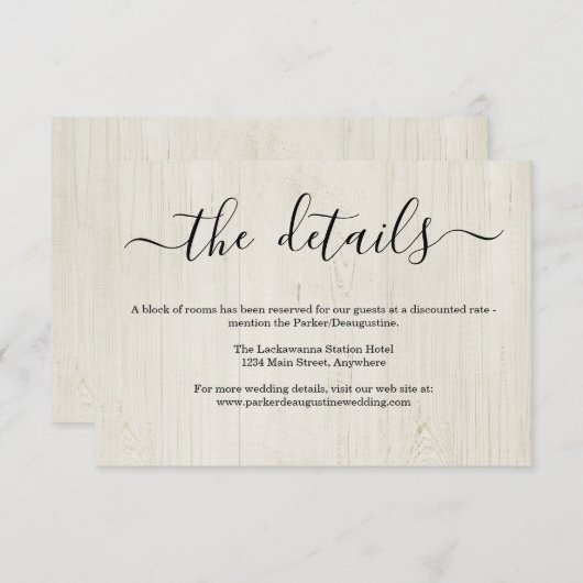 Information / Details Umschließungskarte - rustika Begleitkarte (Vorne/Hinten)