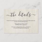 Information / Details Umschließungskarte - rustika Begleitkarte (Vorderseite)