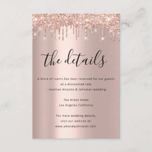 Information Enclosure Card Hochzeitdetails Rose Begleitkarte (Vorderseite)