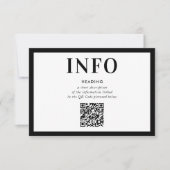 INFORMATION INSERT simple modern black QR Code Einladung (Vorderseite)