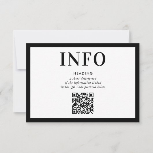 INFORMATION INSERT simple modern black QR Code Einladung (Vorderseite)