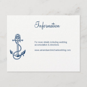 Information Nautische Hochzeitkarte Ankerblau Begleitkarte