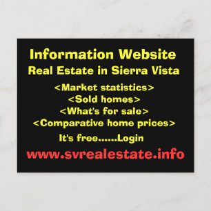 Information Website, Real Anwesen in Sierra Vist.. Postkarte