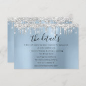 Informationen für die Hochzeitkarte - Details Blau Begleitkarte (Vorne/Hinten)