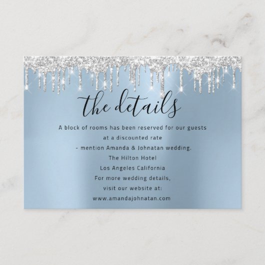 Informationen für die Hochzeitkarte - Details Blau Begleitkarte (Vorderseite)