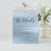 Informationen für die Hochzeitkarte - Details Blau Begleitkarte (Stehend Vorderseite)