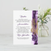 Informationen für Hochzeiten mit Plum und Gold Flo Begleitkarte (Stehend Vorderseite)