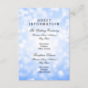 Informationen für Hochzeitgäste Blue Glitzer Light Begleitkarte