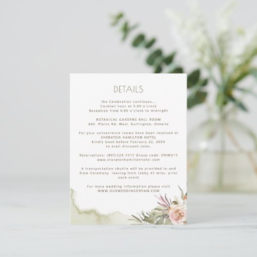 Informationen Palm Blätter Blumengrün Details Begleitkarte (Stehend Vorderseite)