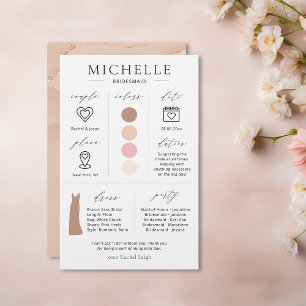 Informationen über Bridesmaid, Farben, Datum, Klei Briefpapier