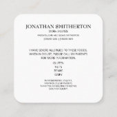 Informationen über Eltern zur LebensmittelAllergie Quadratische Visitenkarte (Rückseite)