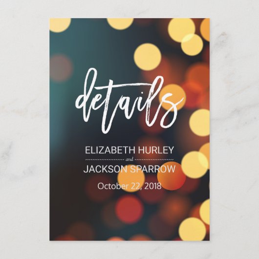 Informationen zu aquamarinen Gold Bokeh Lights Hoc Begleitkarte (Rückseite)