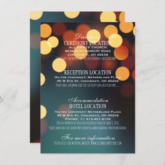 Informationen zu aquamarinen Gold Bokeh Lights Hoc Begleitkarte (Vorne/Hinten)