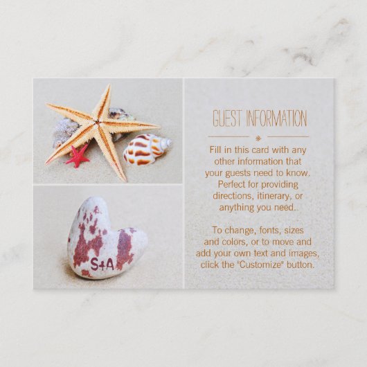 Informationen zu Beach Theme Starfish und Heart We Begleitkarte (Vorderseite)