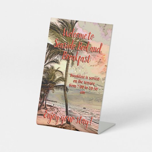 Informationen zu Bed and Breakfast am Strand Sockelschild (Vorderseite)