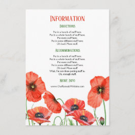 Informationen zu Blumenhochzeiten für Poppies Begleitkarte