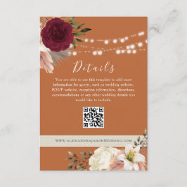 Informationen zu Blumenhochzeiten QR-Code Website Begleitkarte