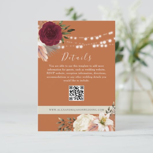 Informationen zu Blumenhochzeiten QR-Code Website Begleitkarte (Stehend Vorderseite)