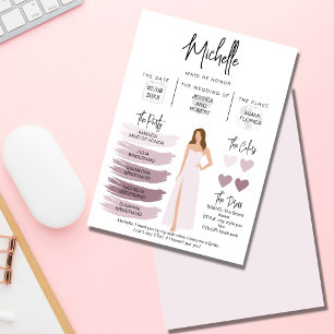 Informationen zu Bridesmaid Info-Card-Brautpartys Einladung