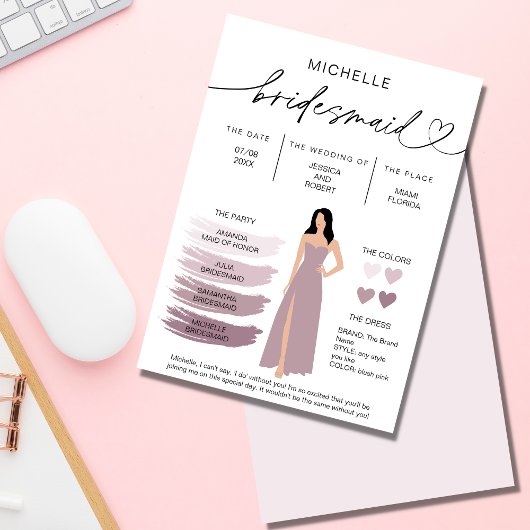 Informationen zu Bridesmaid Info-Card-Brautpartys Einladung