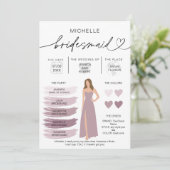 Informationen zu Bridesmaid Info-Card-Brautpartys Einladung (Stehend Vorderseite)