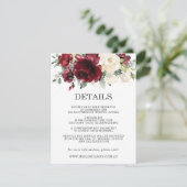 Informationen zu Burgundy Floral Wedding Begleitkarte (Stehend Vorderseite)