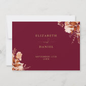 Informationen zu Burgundy Gold Floral Wedding Einladung (Rückseite)
