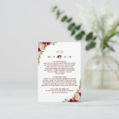 Informationen zu Burgundy Marsala Floral Wedding Begleitkarte (Stehend Vorderseite)