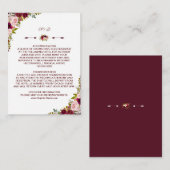 Informationen zu Burgundy Marsala Floral Wedding Begleitkarte (Vorne/Hinten)