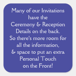 Informationen zu den Einladungen Quadratischer Aufkleber