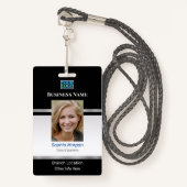 Informationen zu den Firmennamen, Foto und Silber Ausweis (Vorderseite mit Schlüsselband)