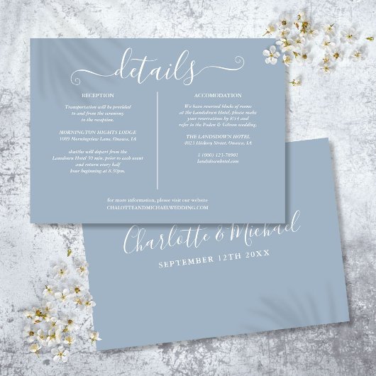 Informationen zu Dusty Blue Signature Wedding Begleitkarte