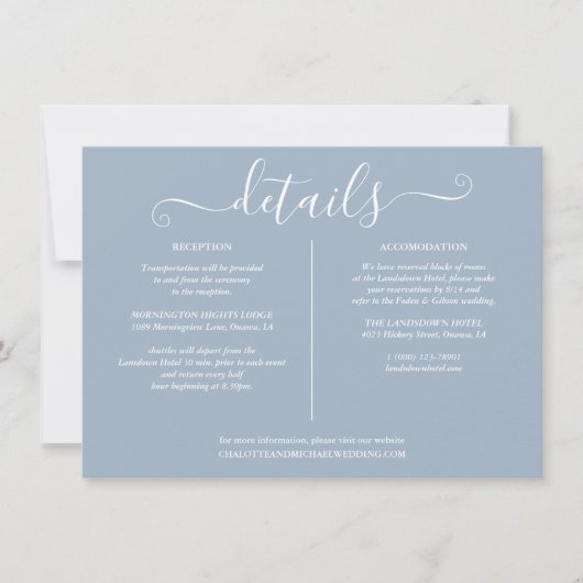 Informationen zu Dusty Blue Wedding Einladung (Vorderseite)