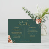 Informationen zu Emerald Gold Floral Wedding Einladung (Stehend Vorderseite)